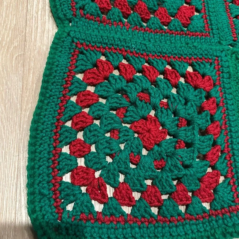 Vintage Handmade Granny Square Afghan Crochet